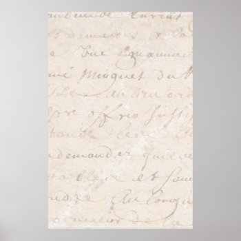 1700s Vintage French Retro Script Parchment Paper Poster by SilverSpiral at Zazzle
