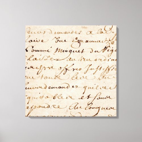 1700s Vintage French Script Grunge Parchment Paper Canvas Print