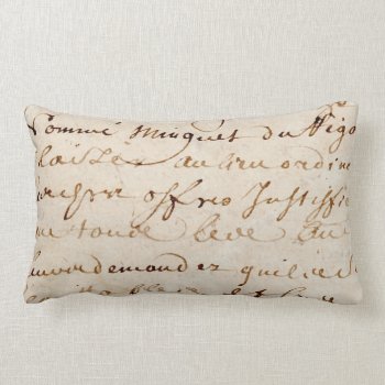 1700s Vintage French Script Grunge Parchment Paper Lumbar Pillow by SilverSpiral at Zazzle