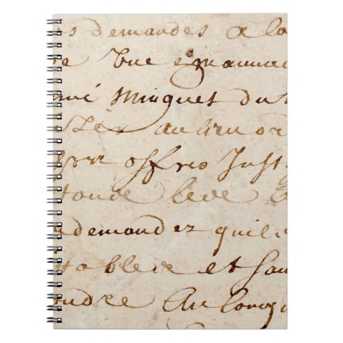 1700s Vintage French Script Grunge Parchment Paper Notebook