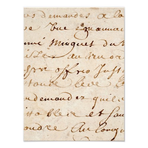 1700s Vintage French Script Grunge Parchment Paper Photo Print