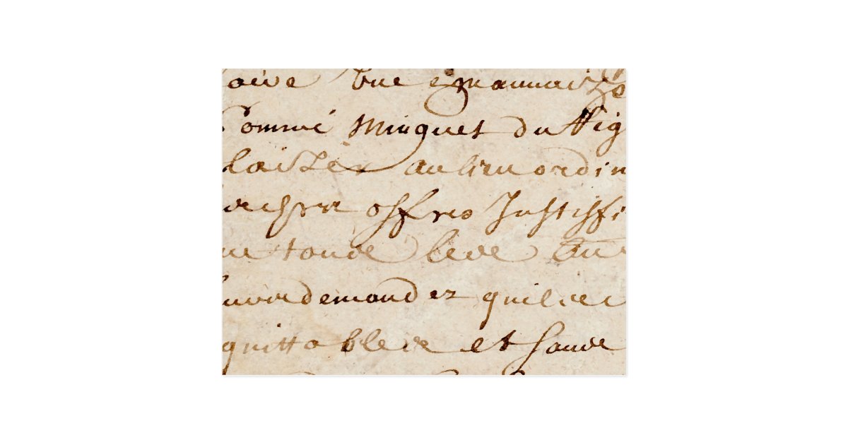 1700s Vintage French Script Grunge Parchment Paper Postcard