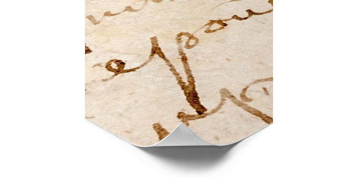 1700s Vintage French Script Grunge Parchment Paper Poster | Zazzle
