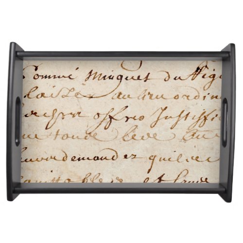 1700s Vintage French Script Grunge Parchment Paper Serving Tray