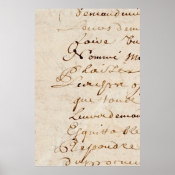 1700s Vintage French Script Retro Parchment Paper Poster by SilverSpiral at Zazzle