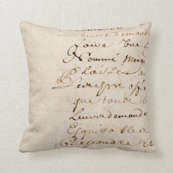 1700s Vintage French Script Retro Parchment Paper Throw Pillow by SilverSpiral at Zazzle