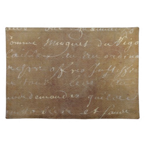 1700s Vintage French Script Tan Parchment Paper Placemat