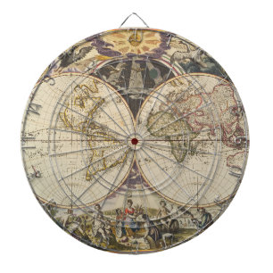 1702 A new map of the world Dartboard With Darts