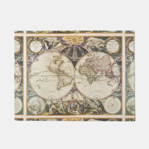 1702 A new map of the world Doormat