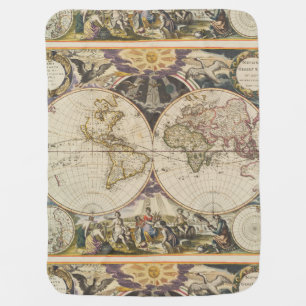 1702 A new map of the world Swaddle Blanket