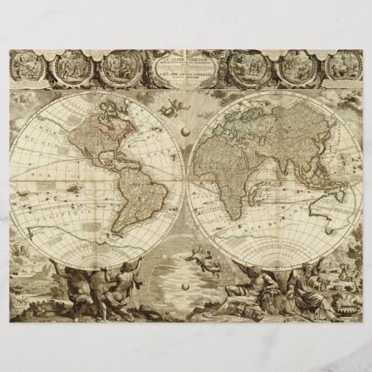 1708 World Map by Jean Baptiste Nolin (Front)