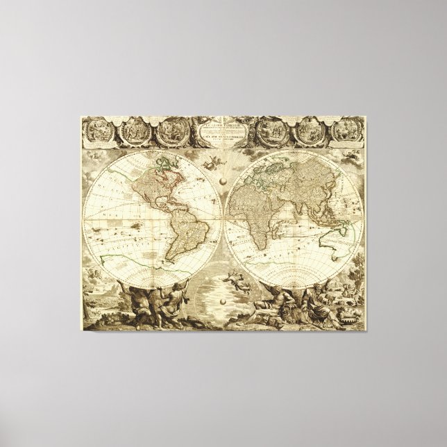 1708 World Map by Jean Baptiste Nolin Canvas Print (Front)