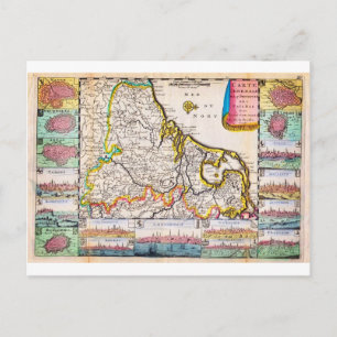 1710 De La Feuille Map of the Netherlands Belgium Postcard