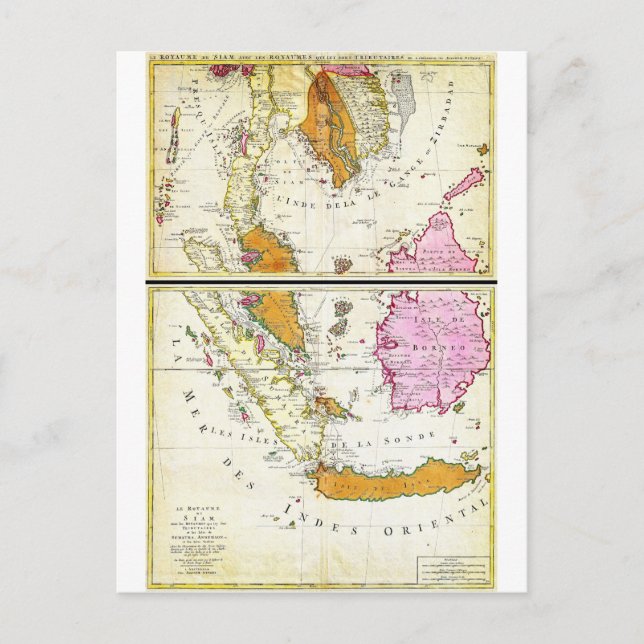 1710 Ottens Map of Southeast Asia Singapore Thai Postcard (Front)