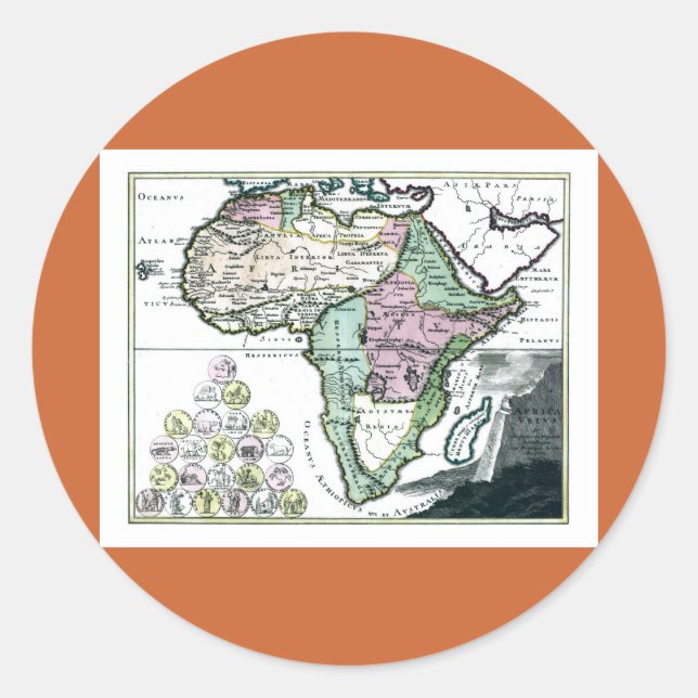 1720 Africa Vetus Map Classic Round Sticker (Front)