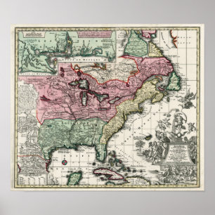 1720 Map of the Colonies of North America Poster