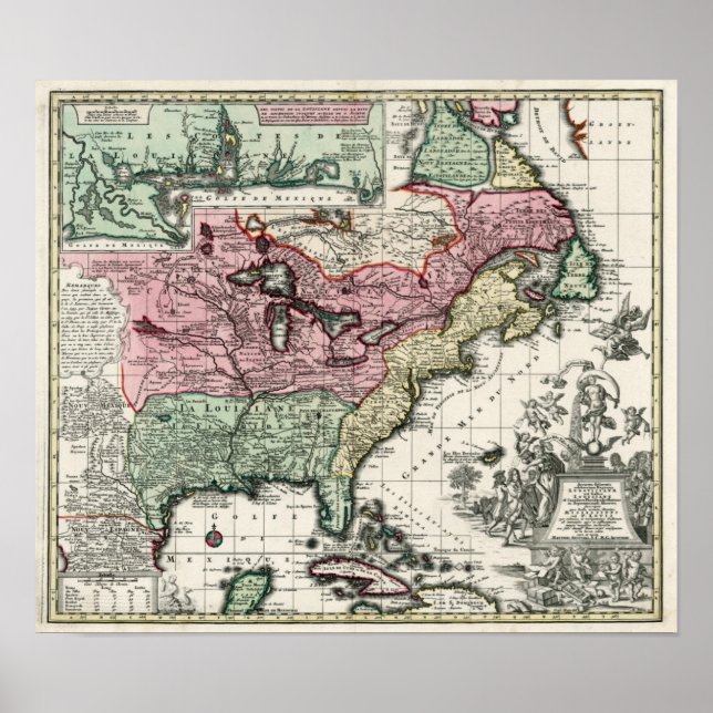 1720 Map of the Colonies of North America Poster (Front)