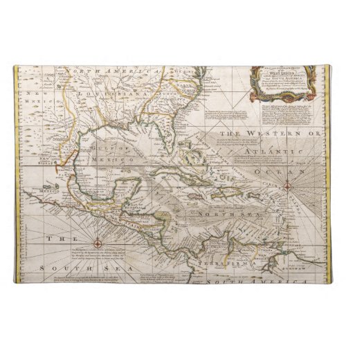 1720 Map of the West Indies by Emanuel Bowen Placemat