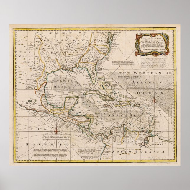 1720 Map of the West Indies by Emanuel Bowen Poster (Front)