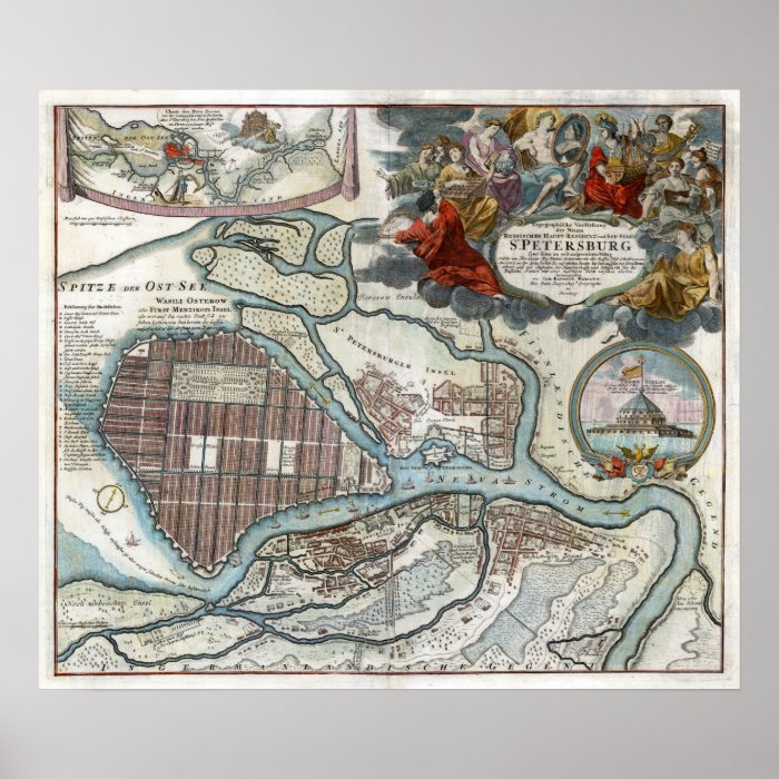 1720 Saint Petersburg Map Posters