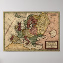 Europe 1721 map print