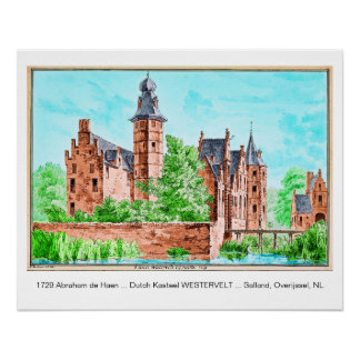 1729 A. de Haen Dutch Kasteel WESTERVELT ....  Poster