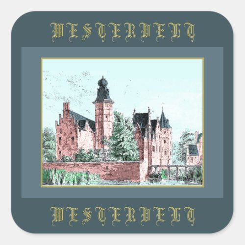 1729 A de Haen Dutch Kasteel WESTERVELT  Square Sticker