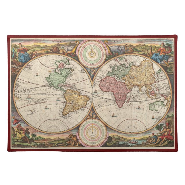 1730 Stoopendaal World Map Placemat (Front)
