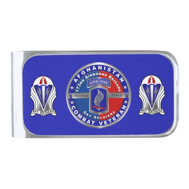 173rd Airborne Brigade Afghanistan Veteran  Silver Finish Money Clip (Front)