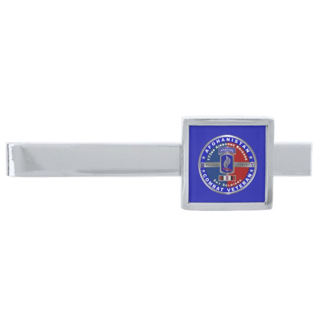 173rd Airborne Brigade Afghanistan Veteran Silver Finish Tie Bar (Front)
