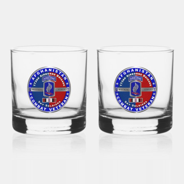 173rd Airborne Brigade Afghanistan Veteran  Whiskey Glass (Front)