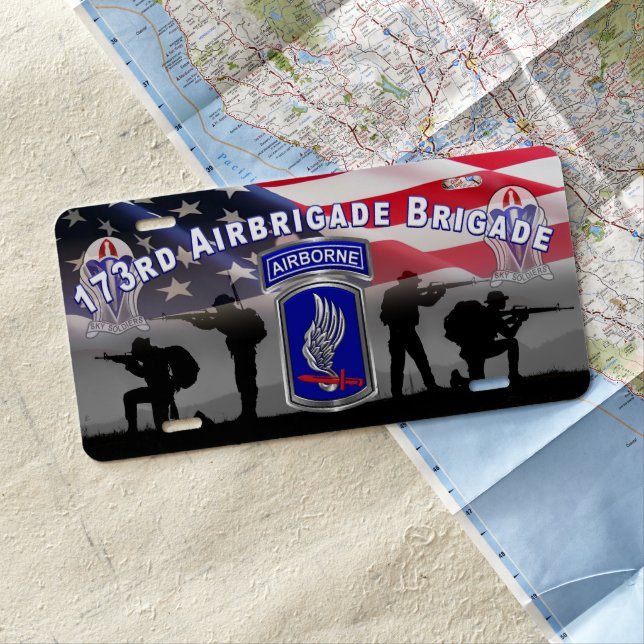 173rd Airborne Brigade Army Veteran License Plate (In Situ)