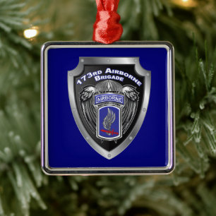 173rd Airborne Brigade Christmas Metal Ornament