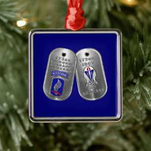 173rd Airborne Brigade Christmas Metal Ornament