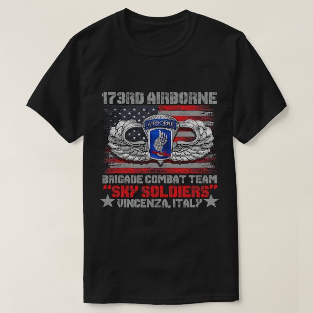173rd Airborne Brigade Combat Team U.S Flag Vetera T-Shirt (Design Front)