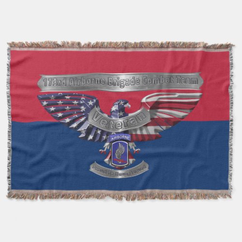 173rd Airborne Brigade Proud Veteran Throw Blanket