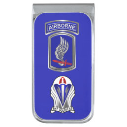 173rd Airborne Brigade Sky Soldiers  Silver Finish Money Clip