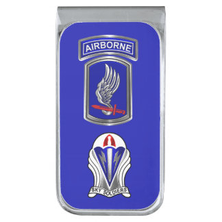 173rd Airborne Brigade Sky Soldiers  Silver Finish Money Clip