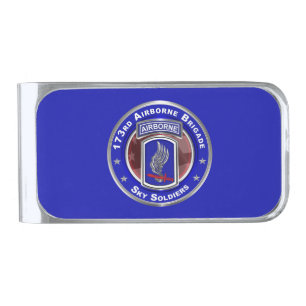 173rd Airborne Brigade Sky Soldiers Silver Finish Money Clip