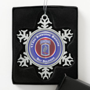 173rd Airborne Brigade Snowflake Pewter Christmas Ornament
