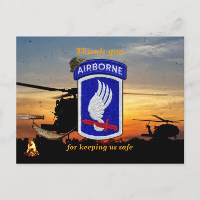 173rd airborne sky soldiers lrrp vets patch postcard (Front)