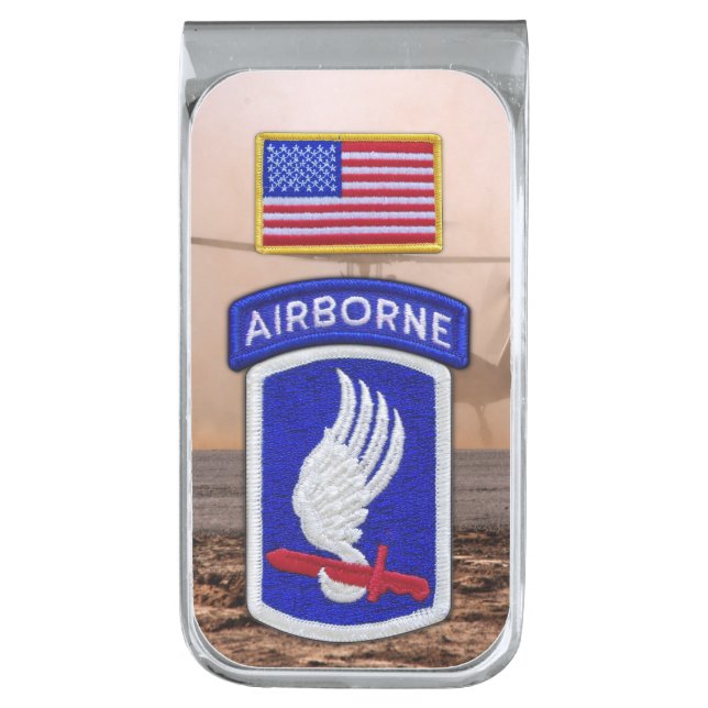 173rd airborne sky soldiers veterans vets silver finish money clip (Front Vertical)