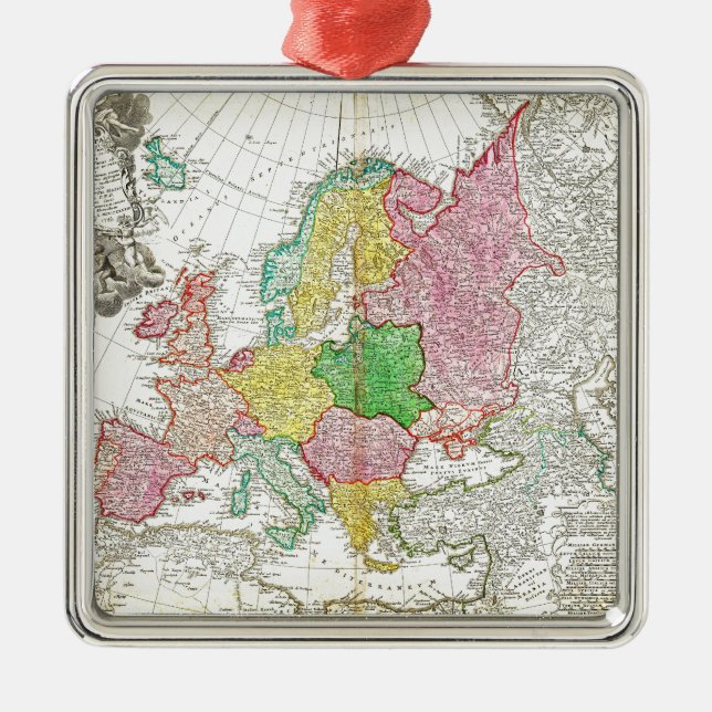 1743 Homann Heirs Haas Map of Europe Geographi Metal Ornament (Front)