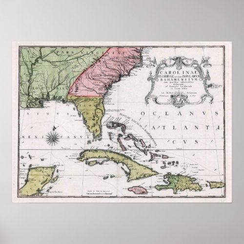 1755 Carolina and Florida and the Bahamian Islands Poster