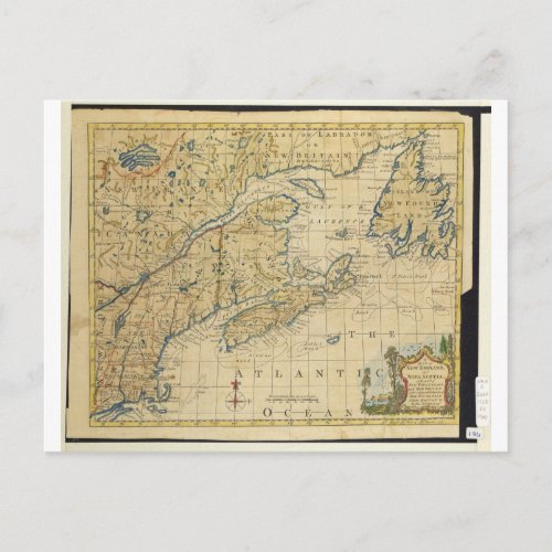 1758 New England  Nova Scotia Map Thomas Kitchin Postcard