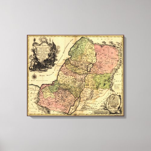 1759 Map Of Ancient Israel With The 12 Tribes Canvas Print