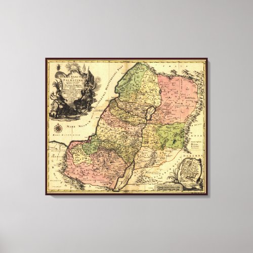 1759 Map Of Ancient Israel With The 12 Tribes Canvas Print