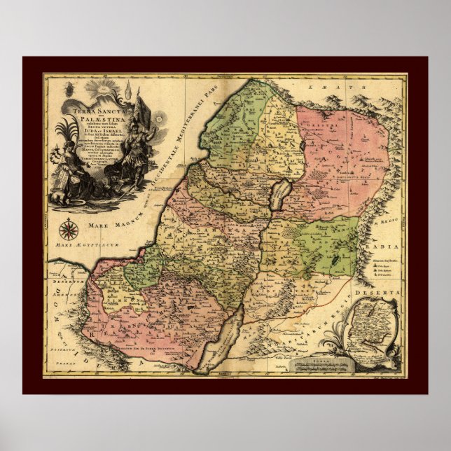 1759 Map Of Ancient Israel With The 12 Tribes Poster (Front)