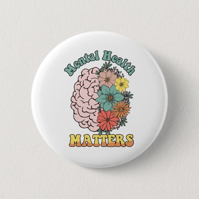 175[1]Mental Health Brain Flower Bouquet Button (Front)