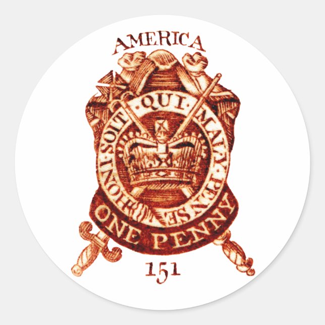 1765 American Tax Stamp Classic Round Sticker (Front)